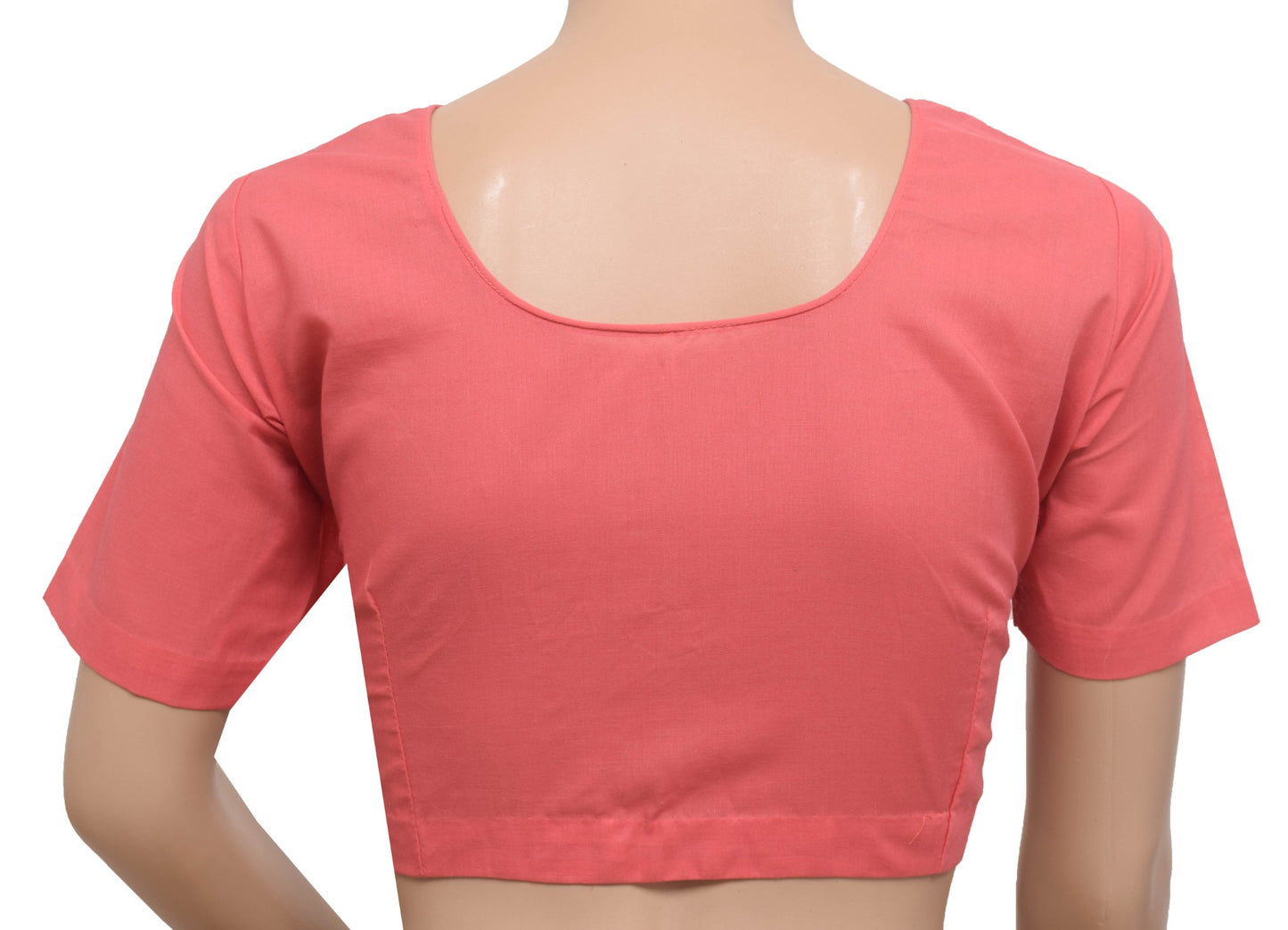Sushila Vintage Peach Readymade Stitched Sari Blouse Cotton Plain Choli Size36