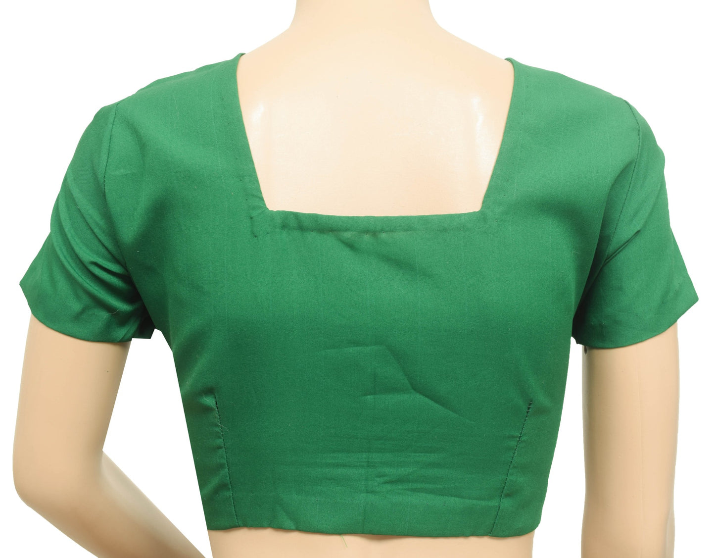 Sushila Vintage Size 36 Green Stitched Casual Sari Blouse Plain Cotton Choli Top