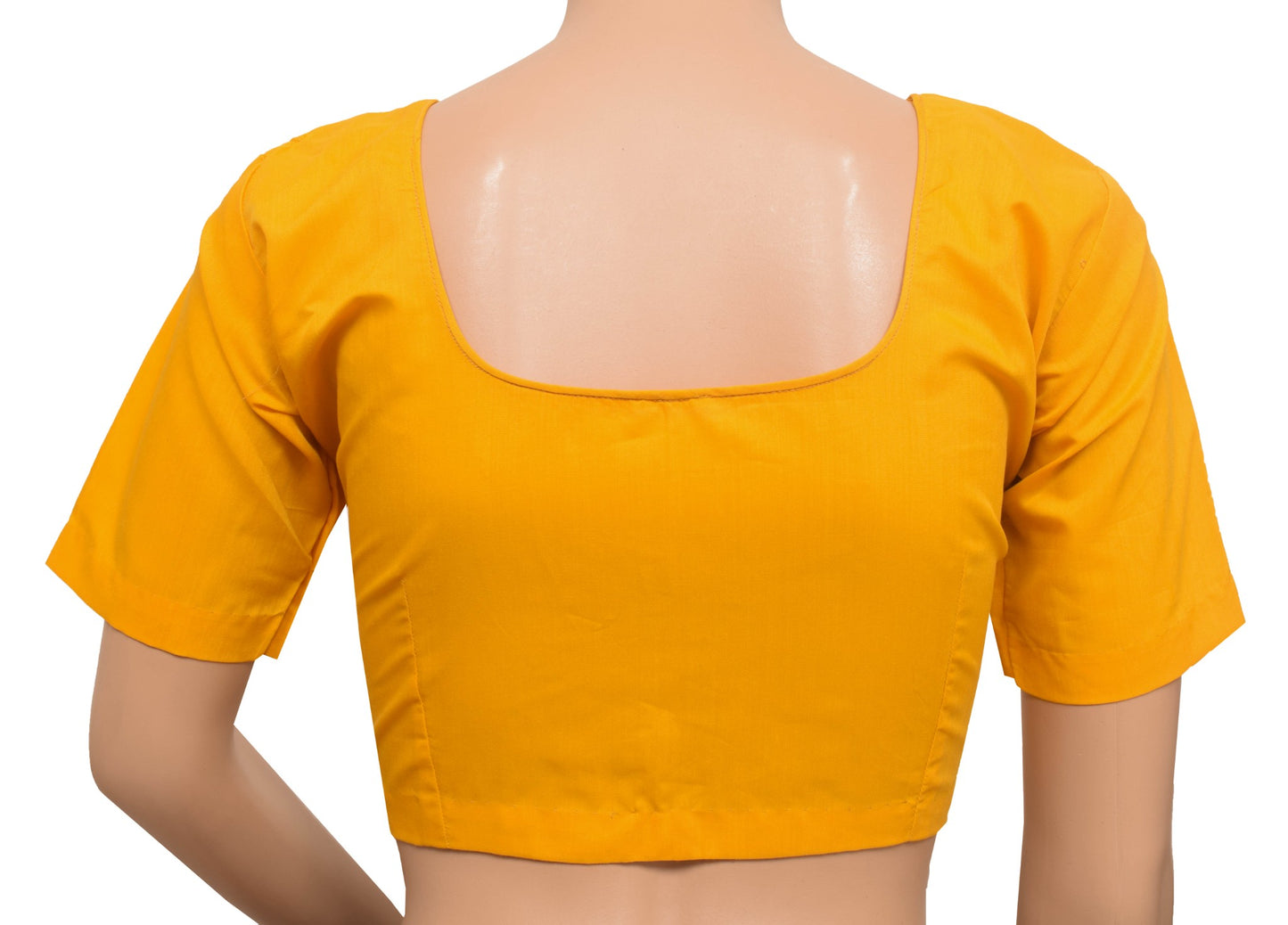 Sushila Vintage Readymade Stitched Cotton Sari Blouse Yellow Plain Choli Size 36