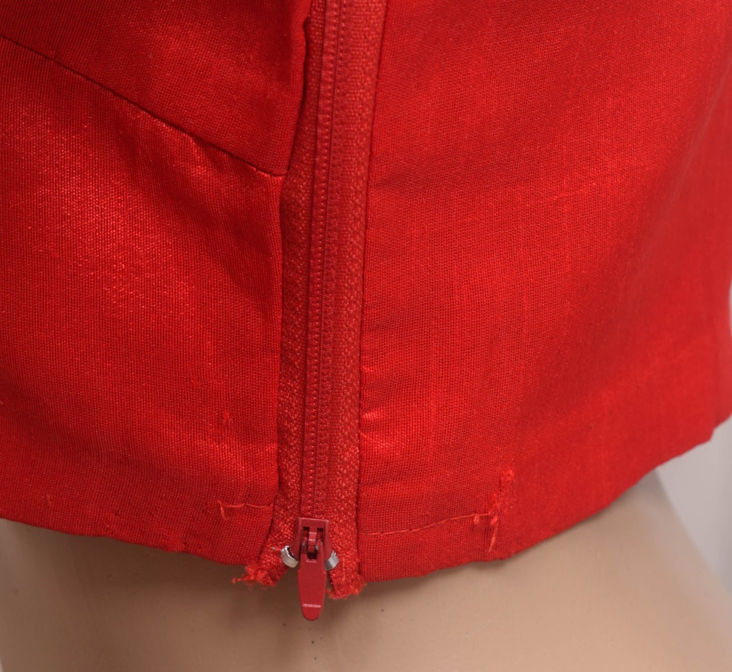 Sushila Vintage Red Dupioni Silk Stitched Sari Blouse Woven Designer Choli 36