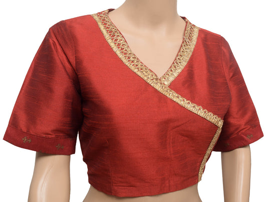 Vintage Readymade V-neckline Highlighted Gota Sari Blouse Branded Crop Top 34