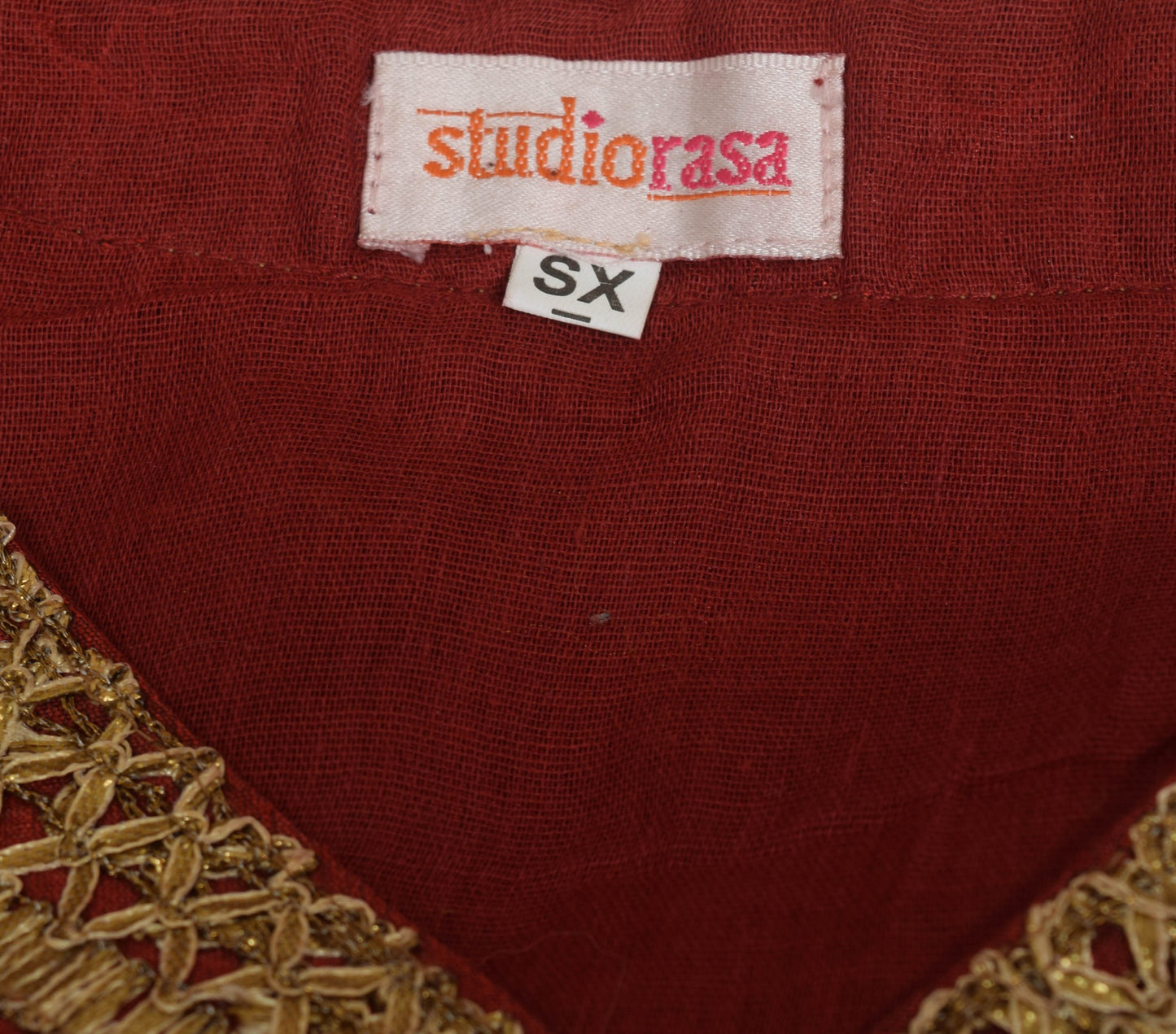 Vintage Readymade V-neckline Highlighted Gota Sari Blouse Branded Crop Top 34