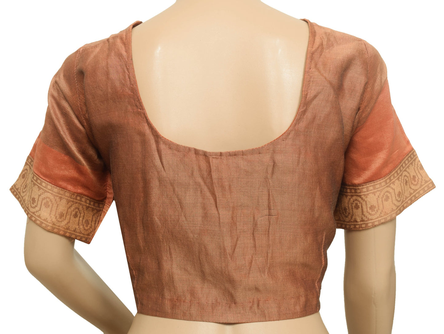 Sushila Vintage Readymade Silk Sari Blouse Brown Dual Tone Choli Top Size 38