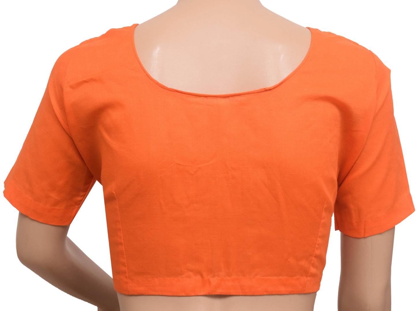 Sushila Vintage Cotton Readymade Stitched Sari Blouse Dark Orange Plain Choli 38