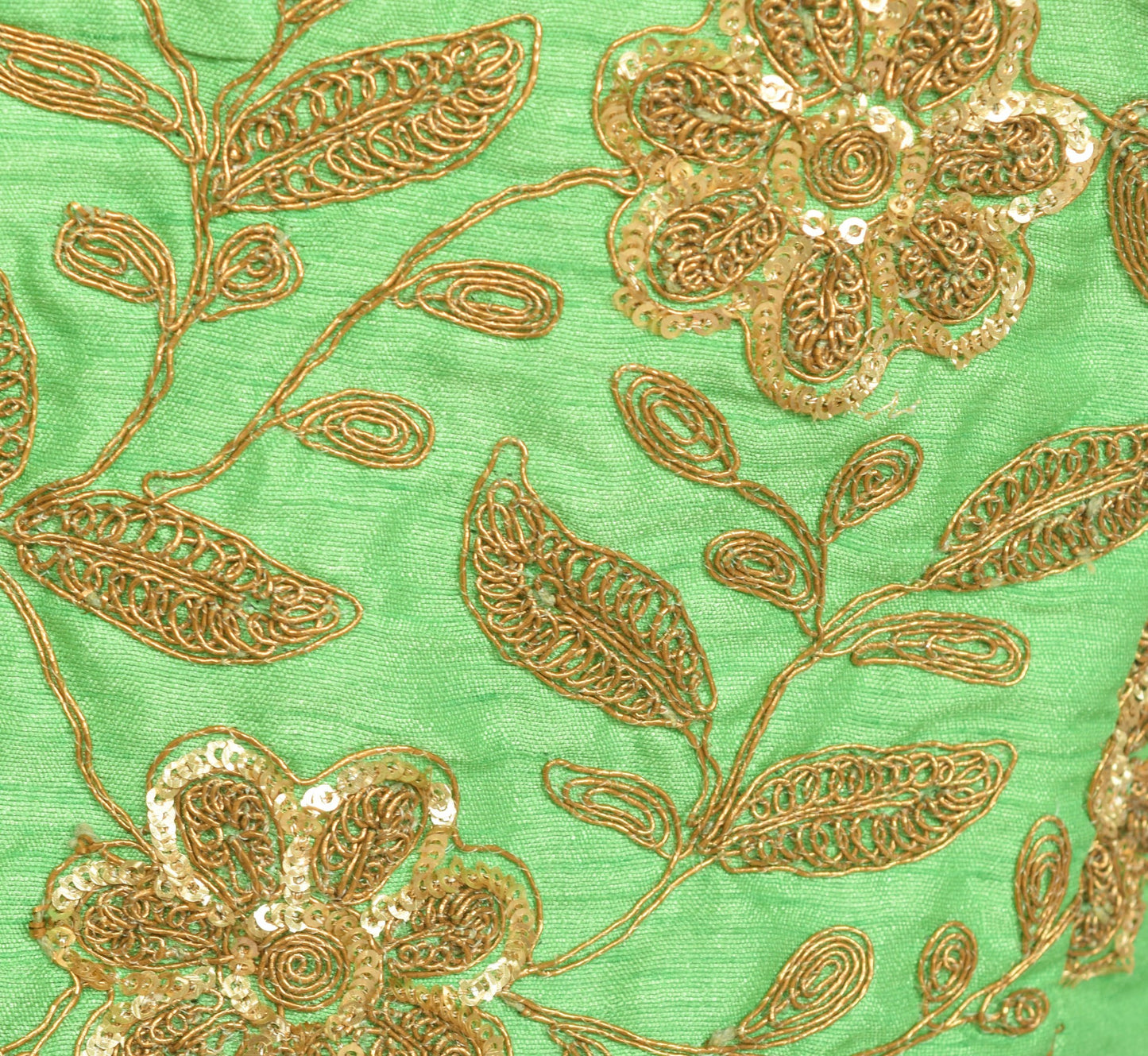 Vintage Stitched Readymade Silk Sari Blouse Stylist Neck Pattern Green Top 38
