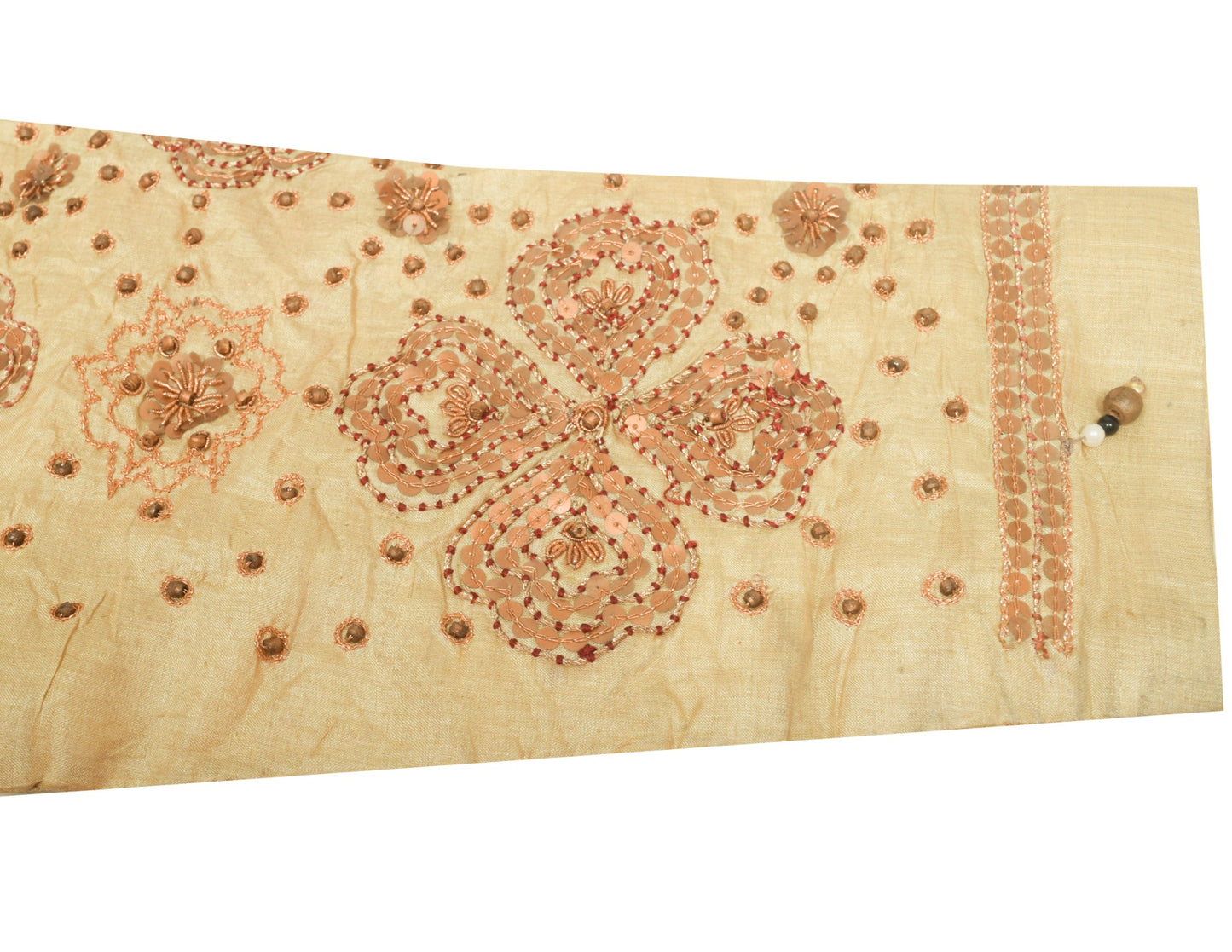 Sushila Vintage Sequins Work Stitched Sari Blouse Pure Silk Cream Designer Top34