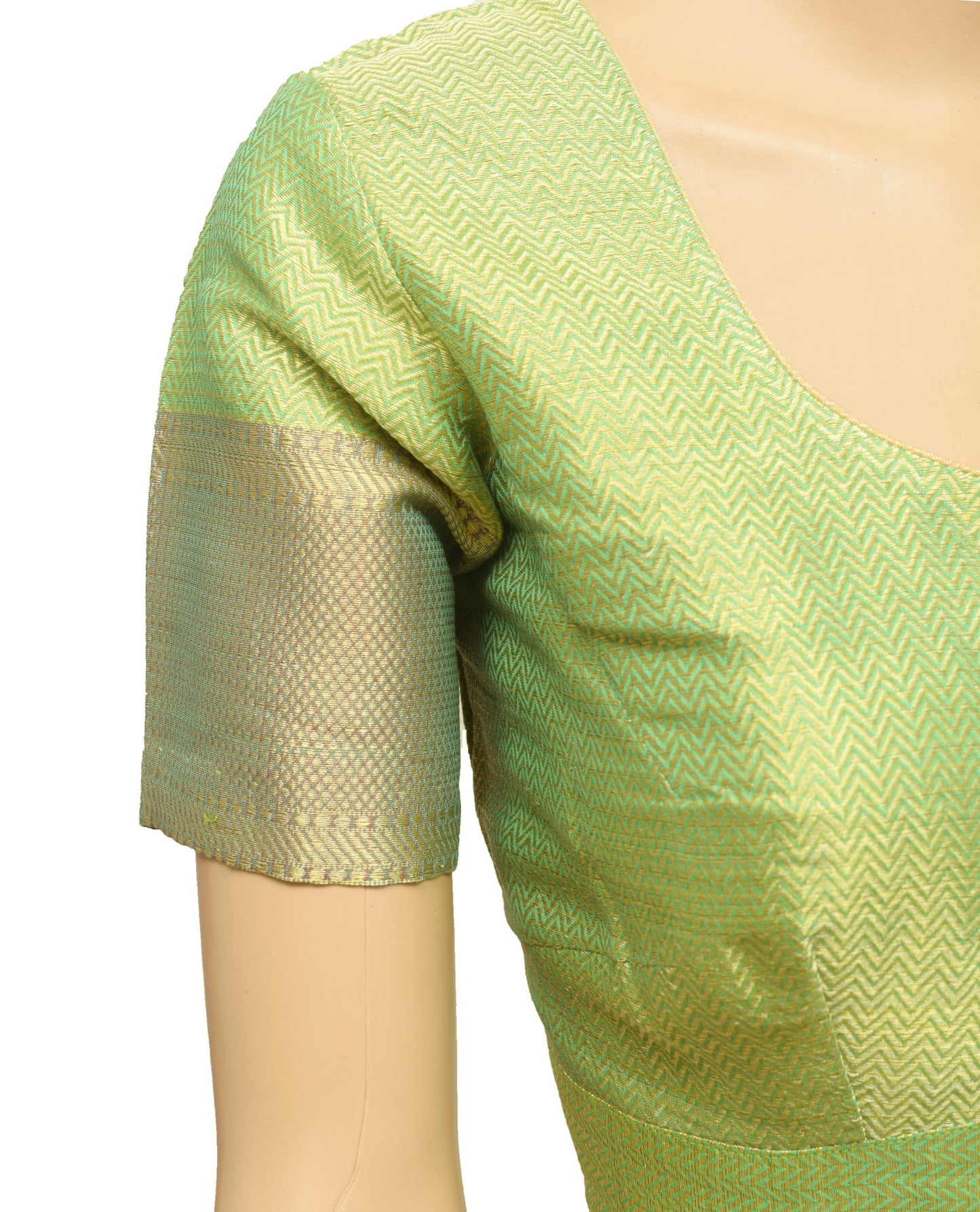 Size 40 Vintage Green Readymade Stitched Sari Blouse Silk Zari Brocade Choli Top
