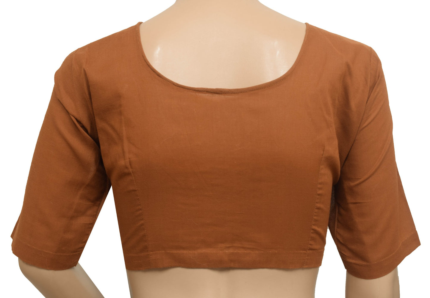 Sushila Vintage Brown Readymade Stitched Sari Blouse Cotton Plain Indian Top 36