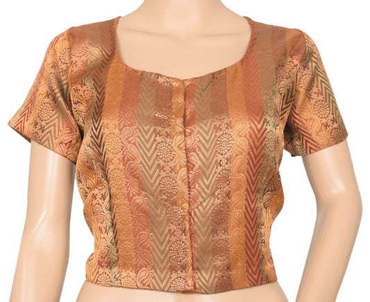 Sushila Vintage Readymade Multi-Color Sari Blouse Silk Woven Floral Choli Size48