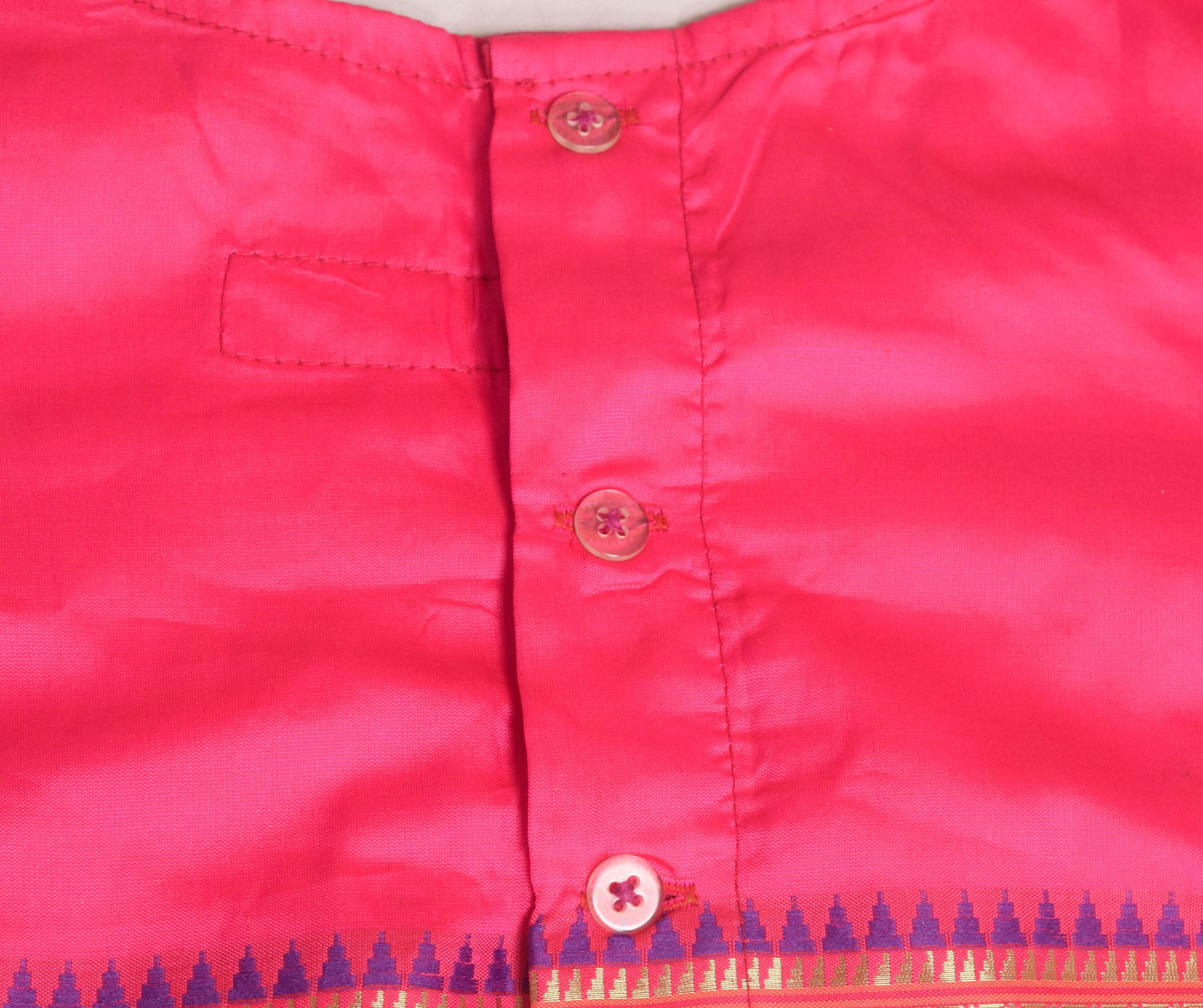 Vintage Stitched Fuchsia Pink Sari Blouse Silk Woven Designer Kids Choli Size 25