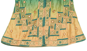 Size 26 Vintage Teal Green Stitched Sari Blouse Embroidered Designer Women Choli
