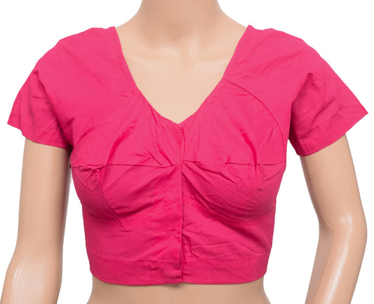 Size 34 Sushila New Pink Pure Cotton Stitched Sari Blouse Plain Daily Wear Choli
