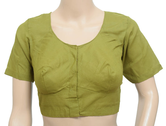 Sushila Vintage Readymade Henna Green Sari Blouse Cotton daily Wear Choli Size36