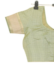 Sushila Vintage Readymade Green Pure Silk Sari Blouse Woven Designer Top Size 26