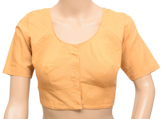Sushila Vintage Readymade Peach Cotton Sari Blouse Plain Daily Wear Top Size 36