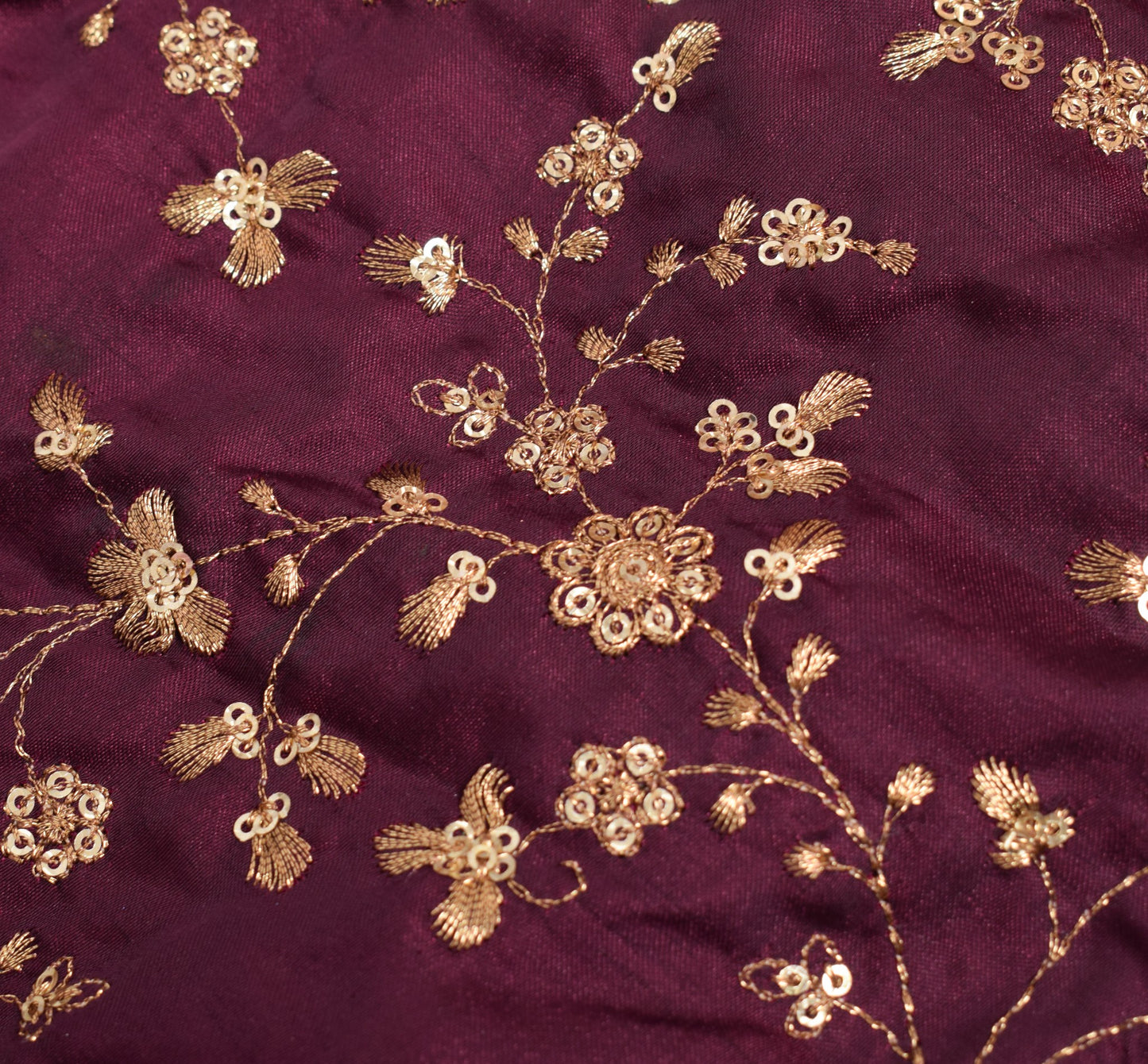 Sushila Vintage Dark Purple Sari Blouse Silk Embroidered BRANDED Designer Top32"