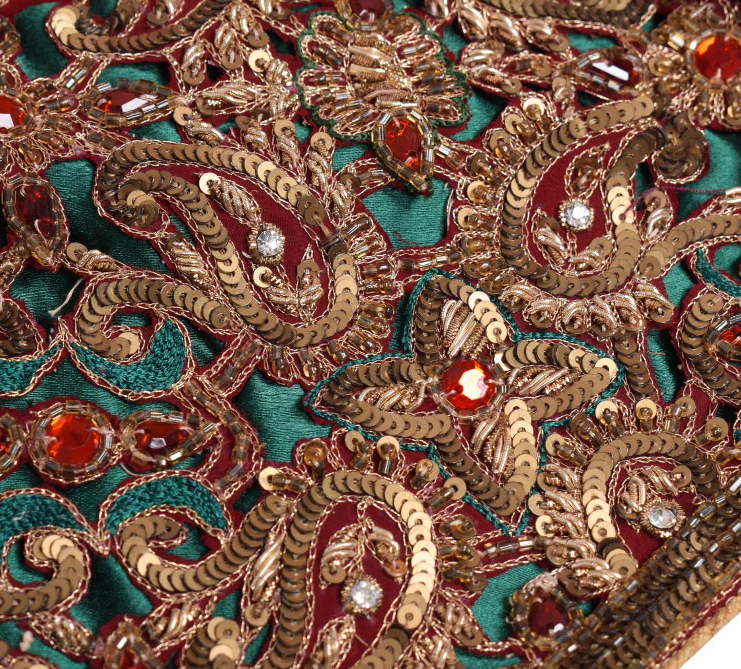 Sushila Vintage Readymade Maroon Sari Blouse Hand Beaded HEAVY Designer Choli34"