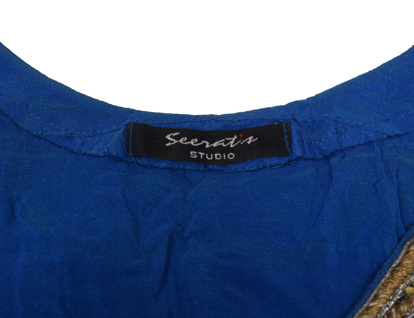 Sushila Vintage Blue Sari Blouse Readymade Net Embroidered BRANDED Top Choli 38"