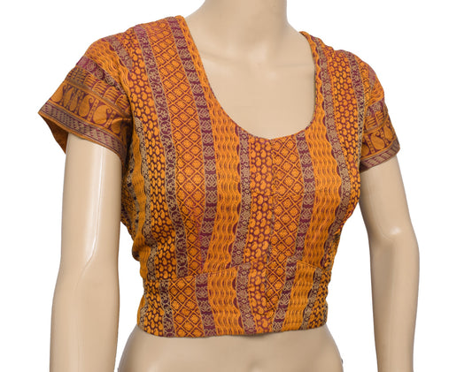Sushila Vintage Readymade Magenta Sari Blouse Pure Cotton Hand Woven Choli 44"