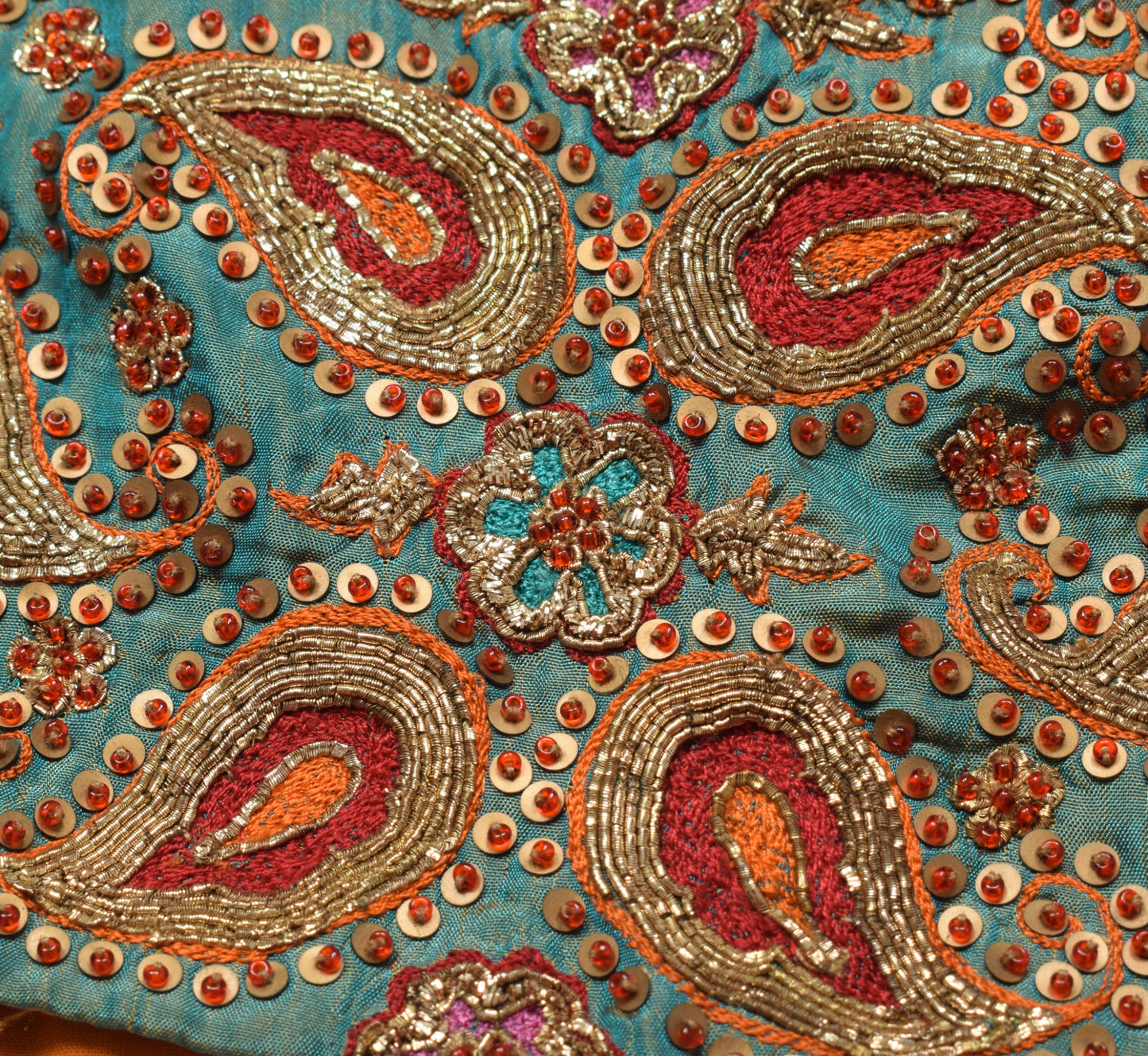 Sushila Vintage Readymade HEAVY Sari Blouse Hand Beaded Designer Silk Choli 30"