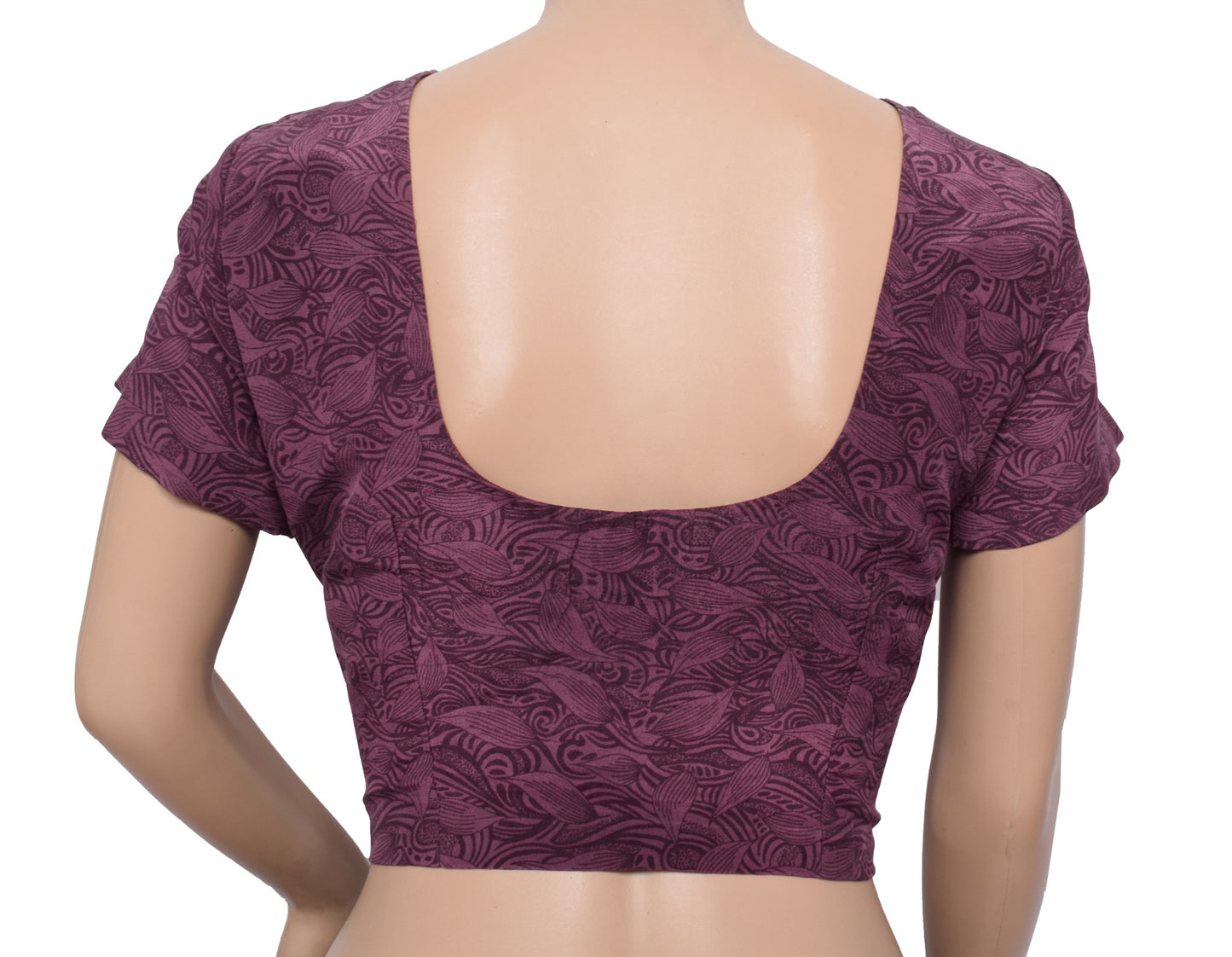 Sushila Vintage Readymade 40" Sari Blouse Maroon Printed  Pure Crepe Choli Top