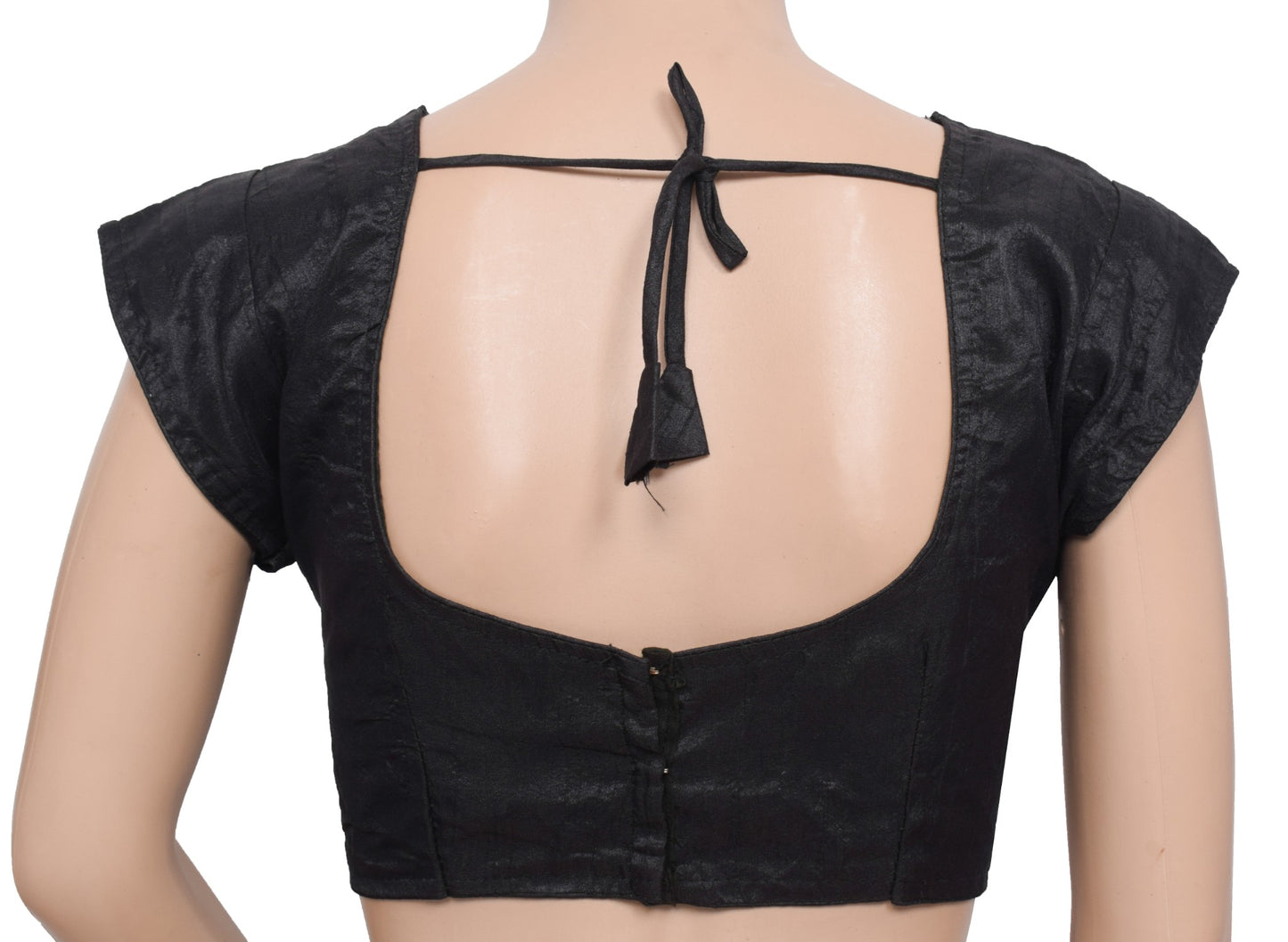 Sushila Vintage Plain Black Sari Blouse ArtSilk Woven Readymade Designer Top 36"