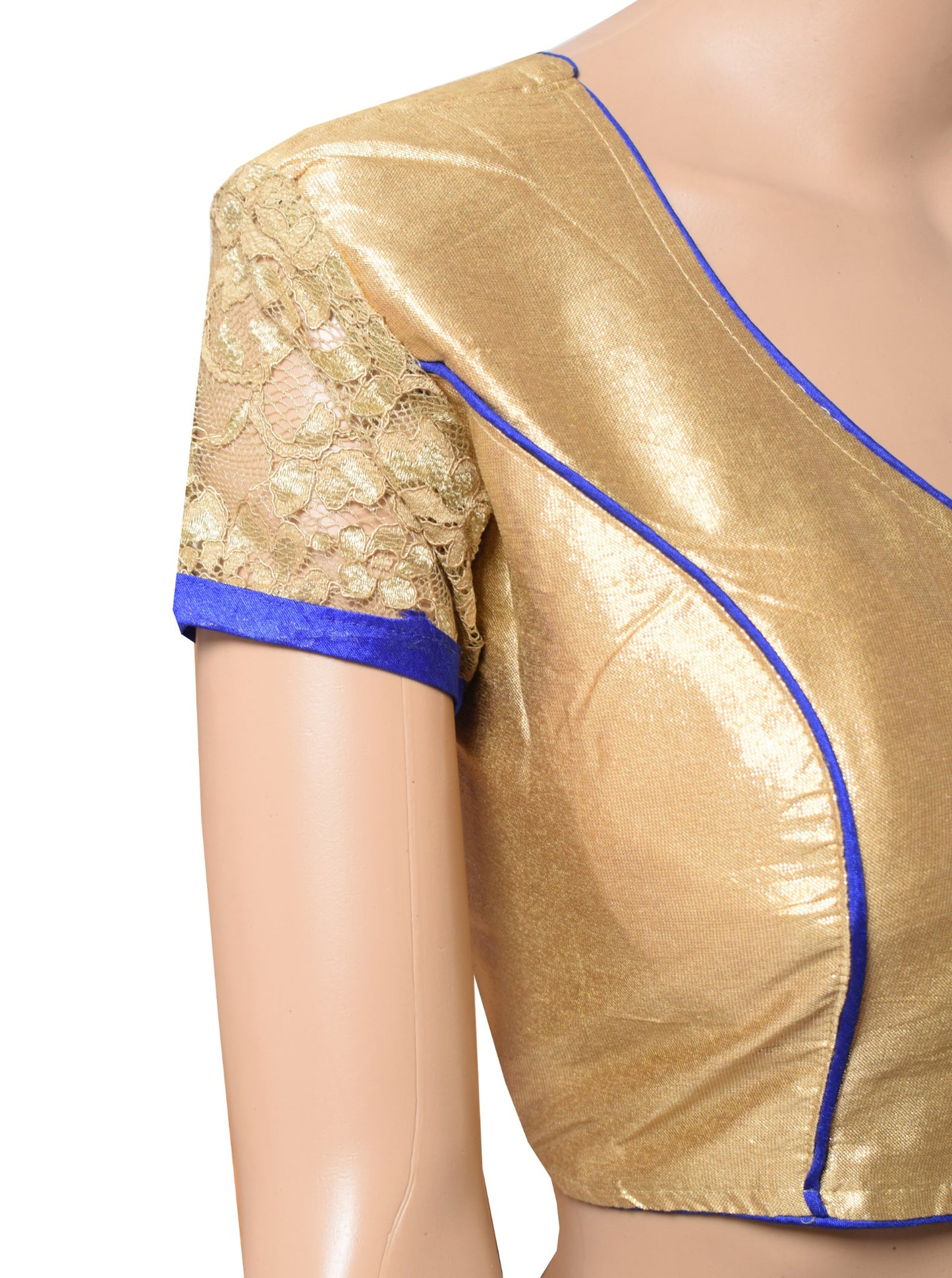 Sushila Vintage Readymade Golden Sari Blouse Shimmer Woven Designer Choli 40"