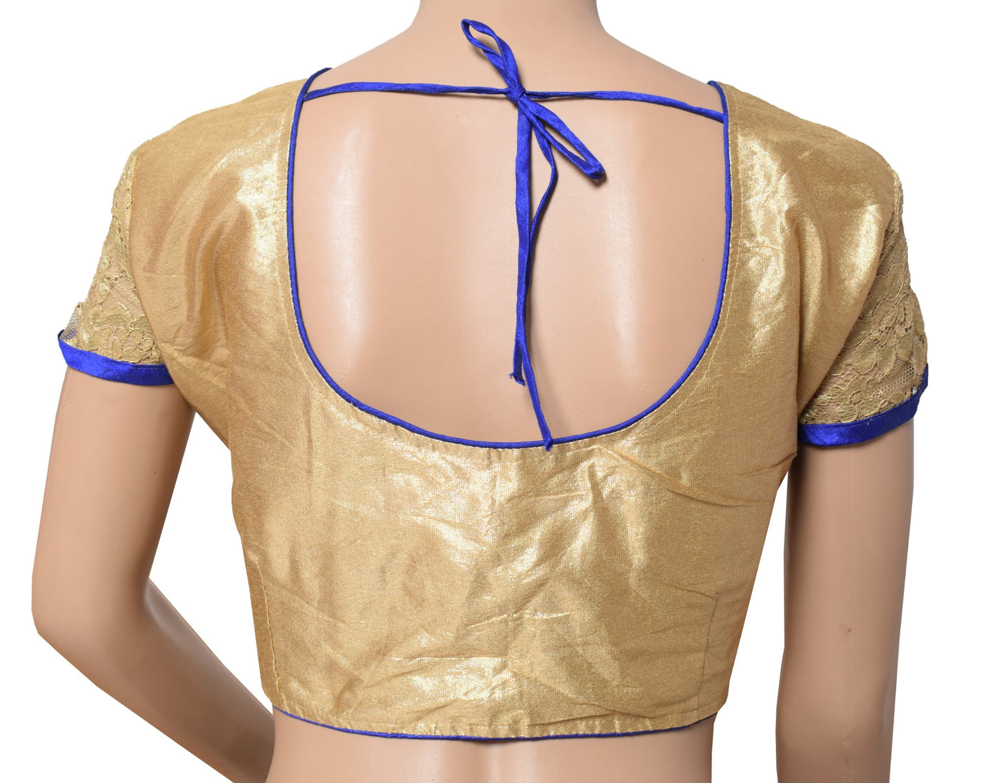 Sushila Vintage Readymade Golden Sari Blouse Shimmer Woven Designer Choli 40"