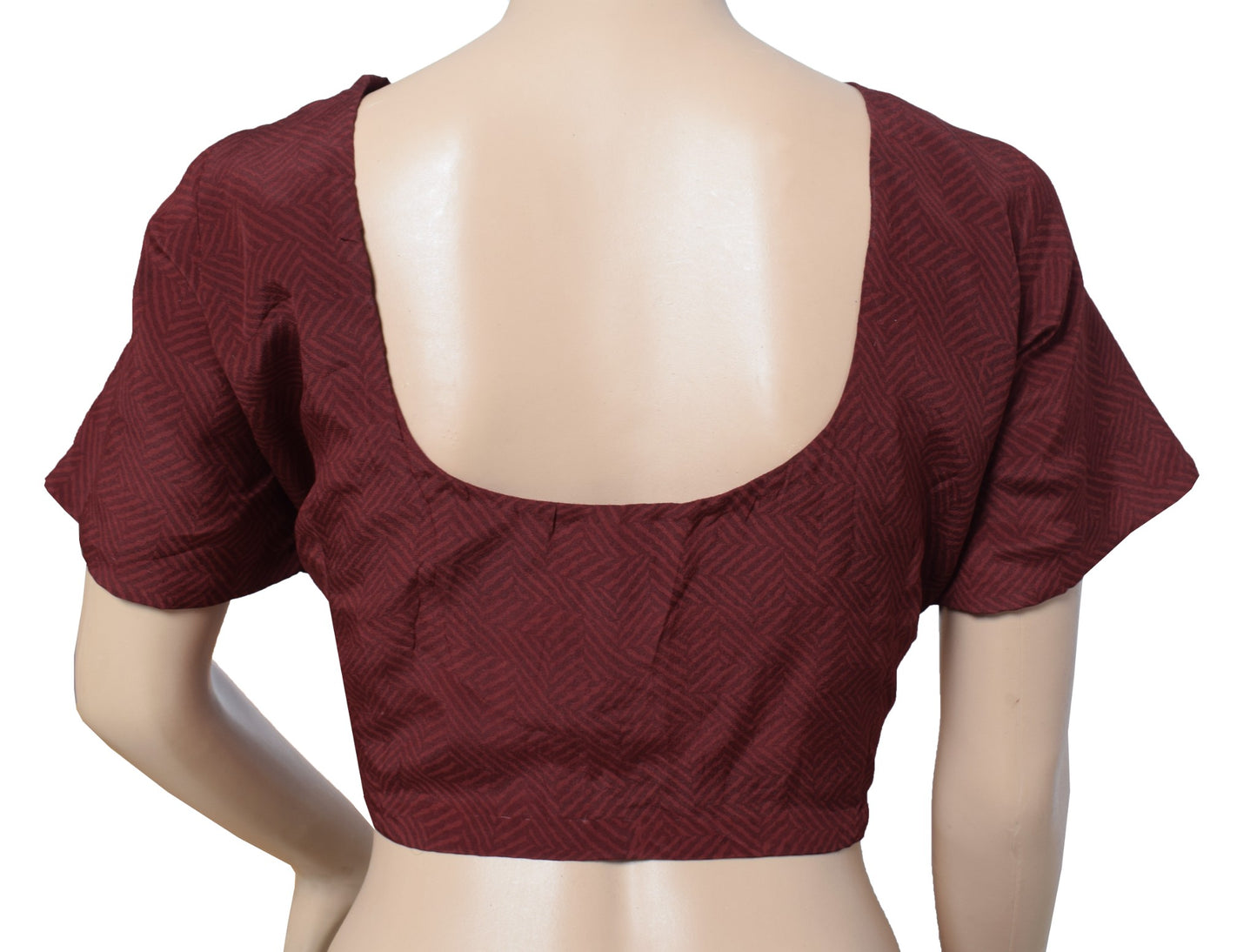 Sushila Vintage Readymade Maroon Sari Blouse Pure Crepe Printed  Top Choli 42"