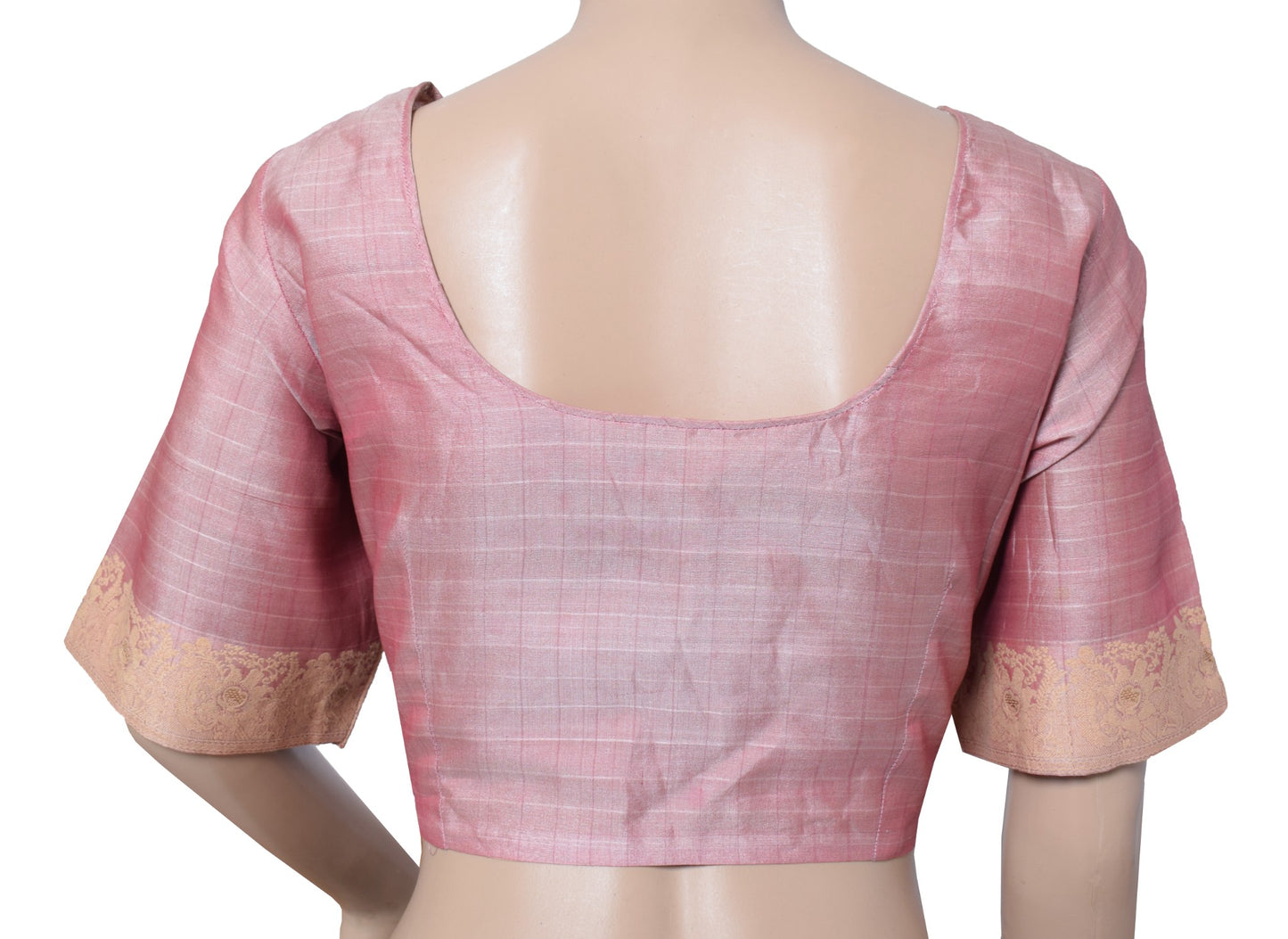 Sushila Vintage Readymade Pure Silk Sari Blouse Pink Woven Designer Choli 40"