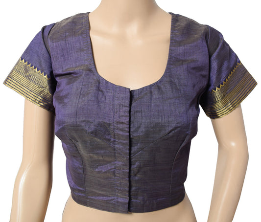 Sushila Vintage Stitch Purple Sari Blouse Art Silk Zari Woven Designer Choli44"