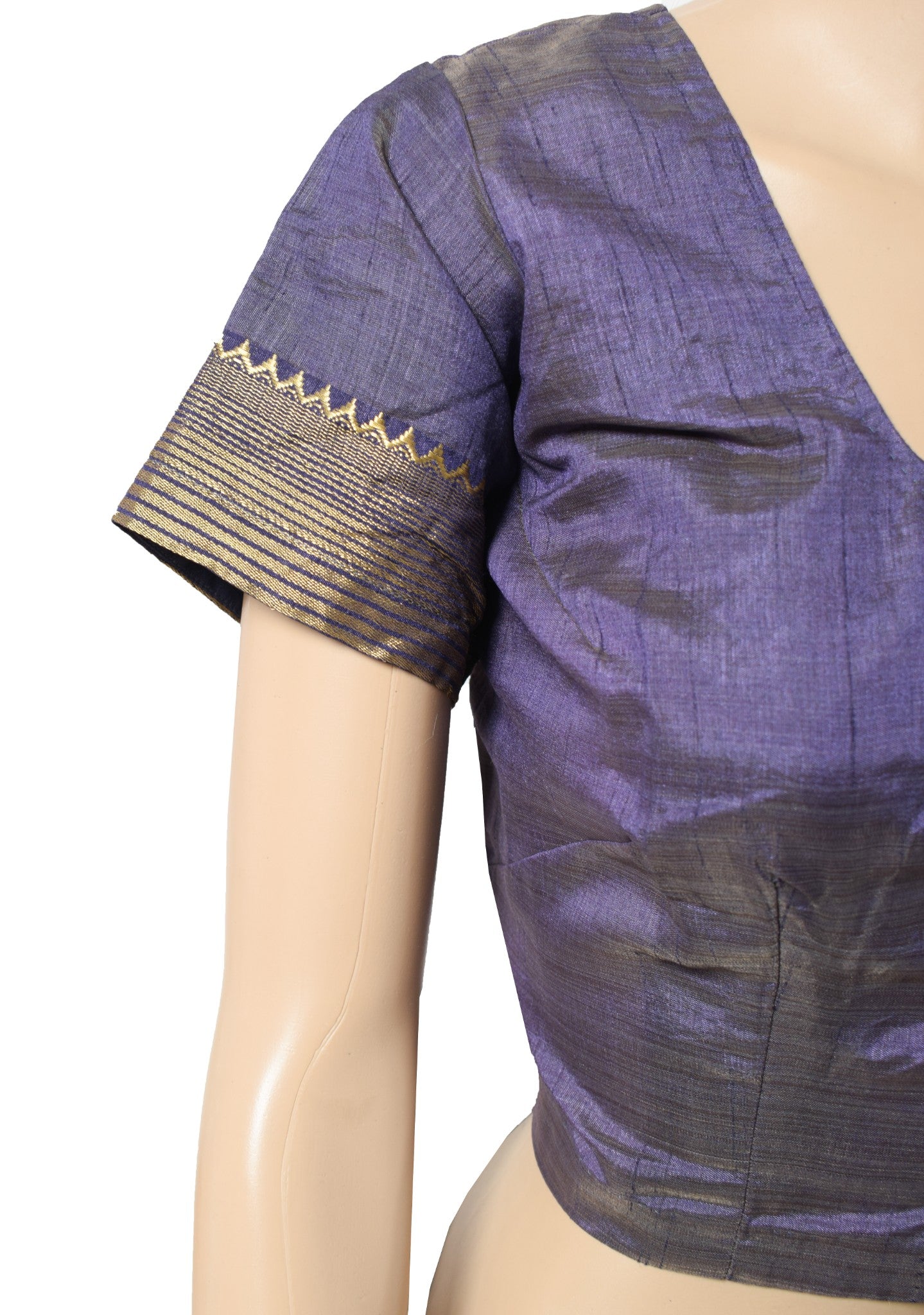 Sushila Vintage Stitch Purple Sari Blouse Art Silk Zari Woven Designer Choli44"