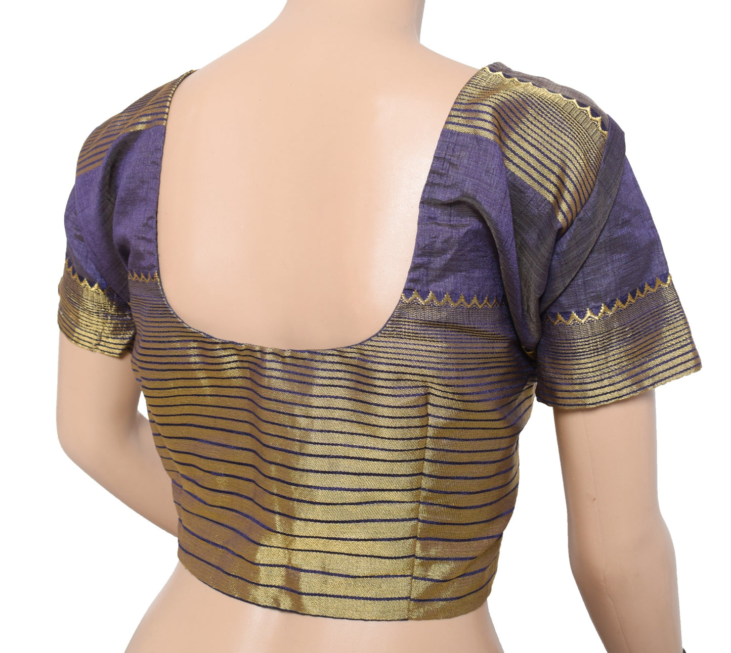 Sushila Vintage Stitch Purple Sari Blouse Art Silk Zari Woven Designer Choli44"