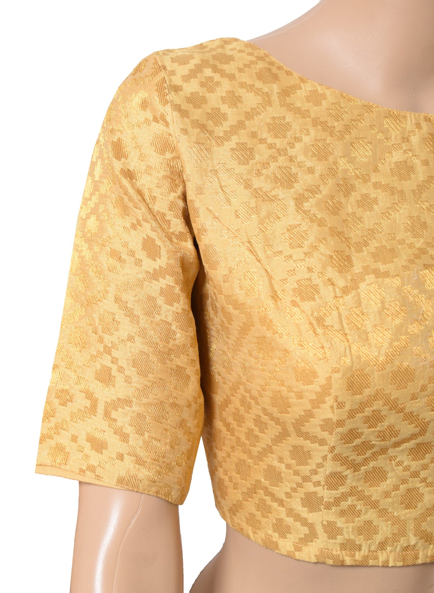 Sushila Vintage Beige Sari Blouse Zari Woven Stitched BRANDED Art Silk Choli 34"