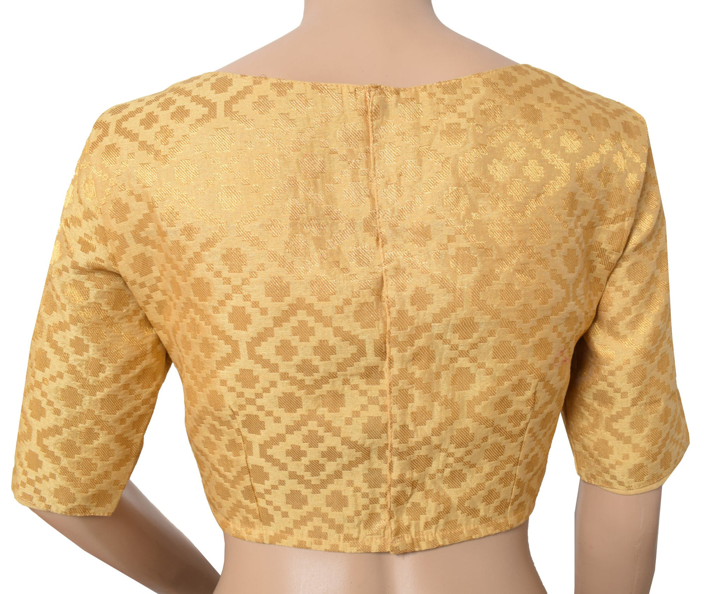 Sushila Vintage Beige Sari Blouse Zari Woven Stitched BRANDED Art Silk Choli 34"