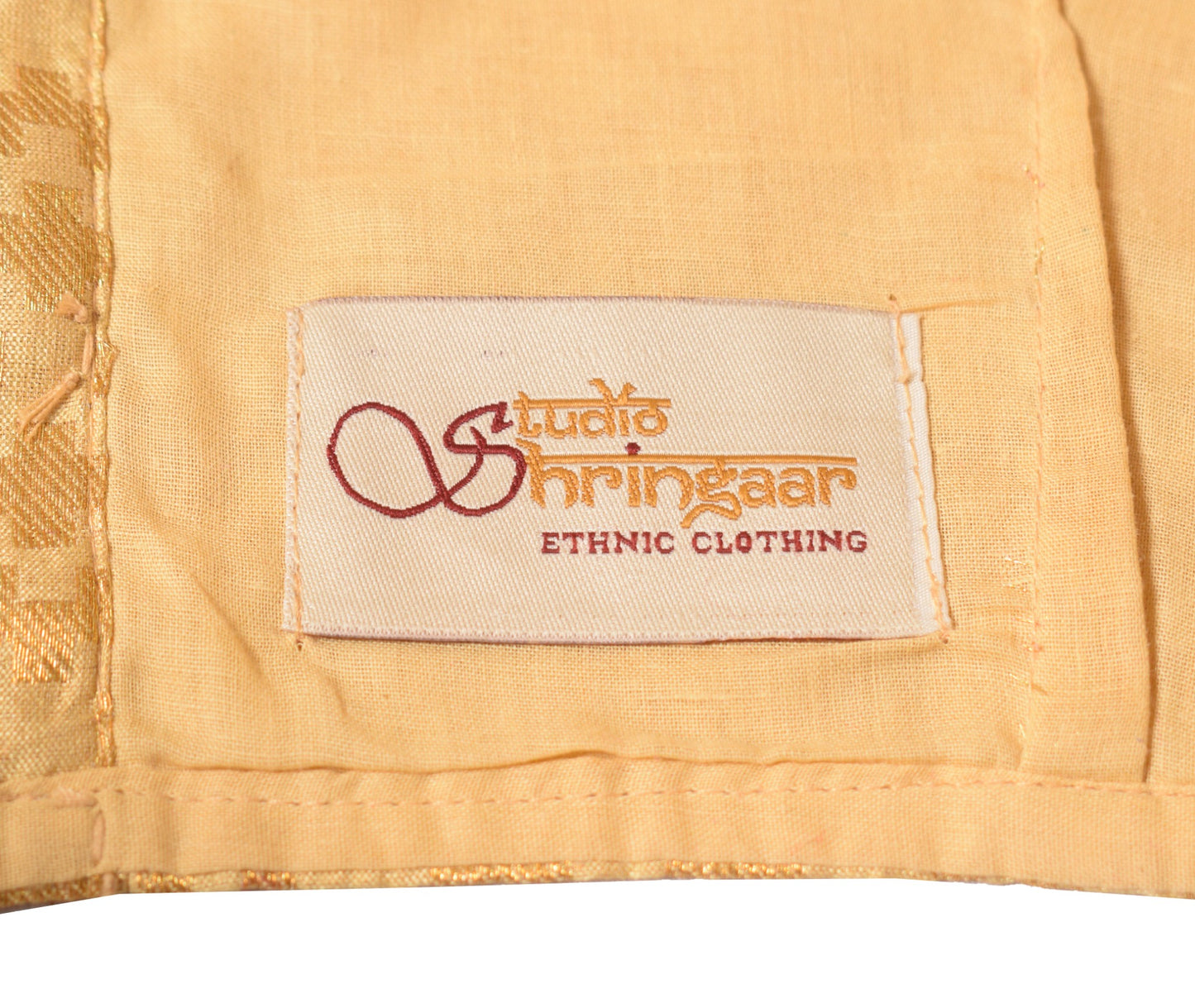 Sushila Vintage Beige Sari Blouse Zari Woven Stitched BRANDED Art Silk Choli 34"