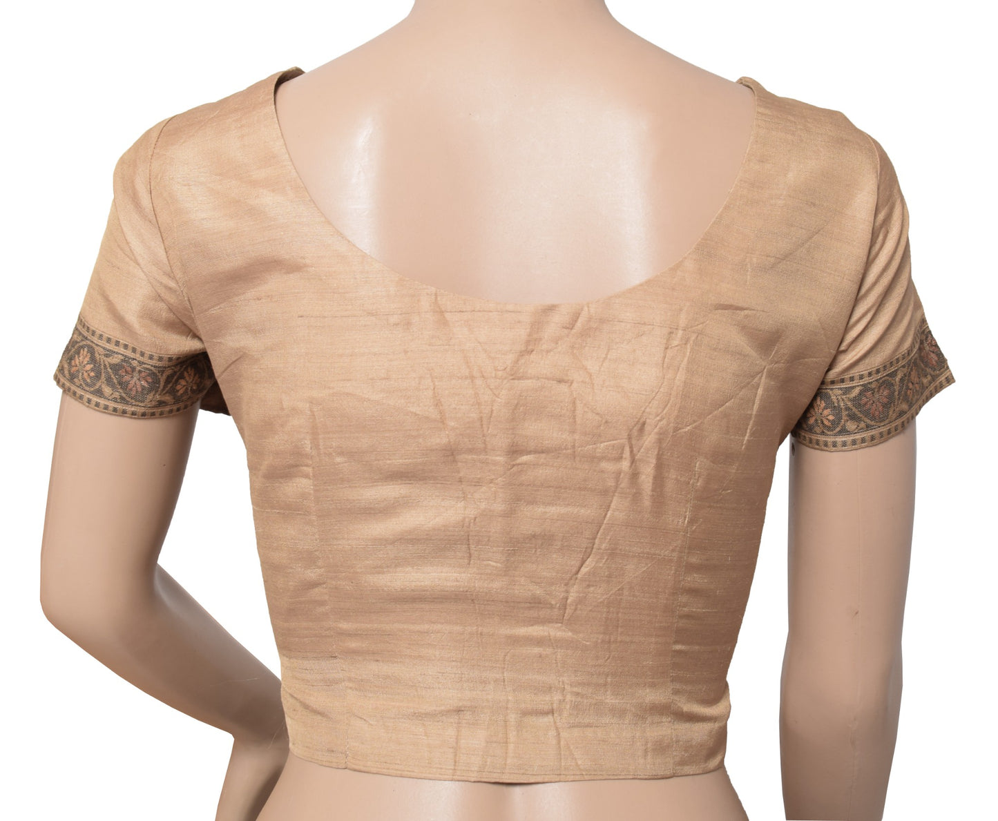 Sushila Vintage Readymade Brown Sari Blouse Pure Khadi Silk Woven Choli Top 40"