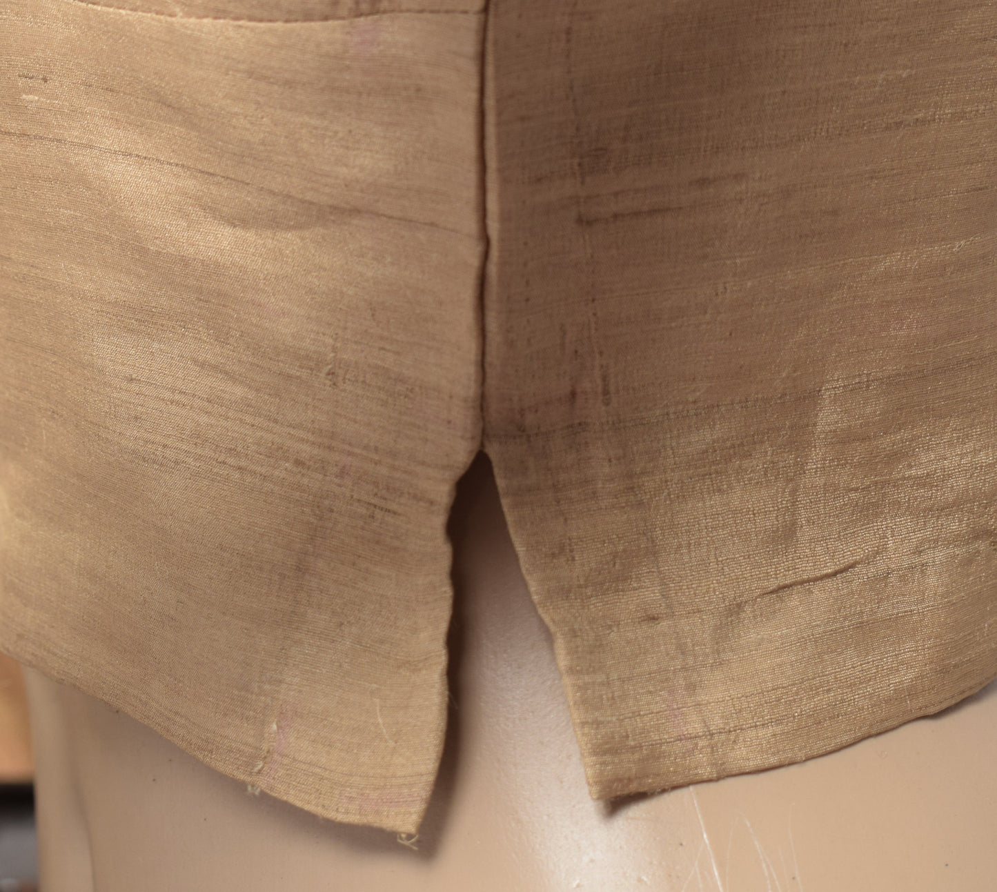 Sushila Vintage Readymade Brown Sari Blouse Pure Khadi Silk Woven Choli Top 40"