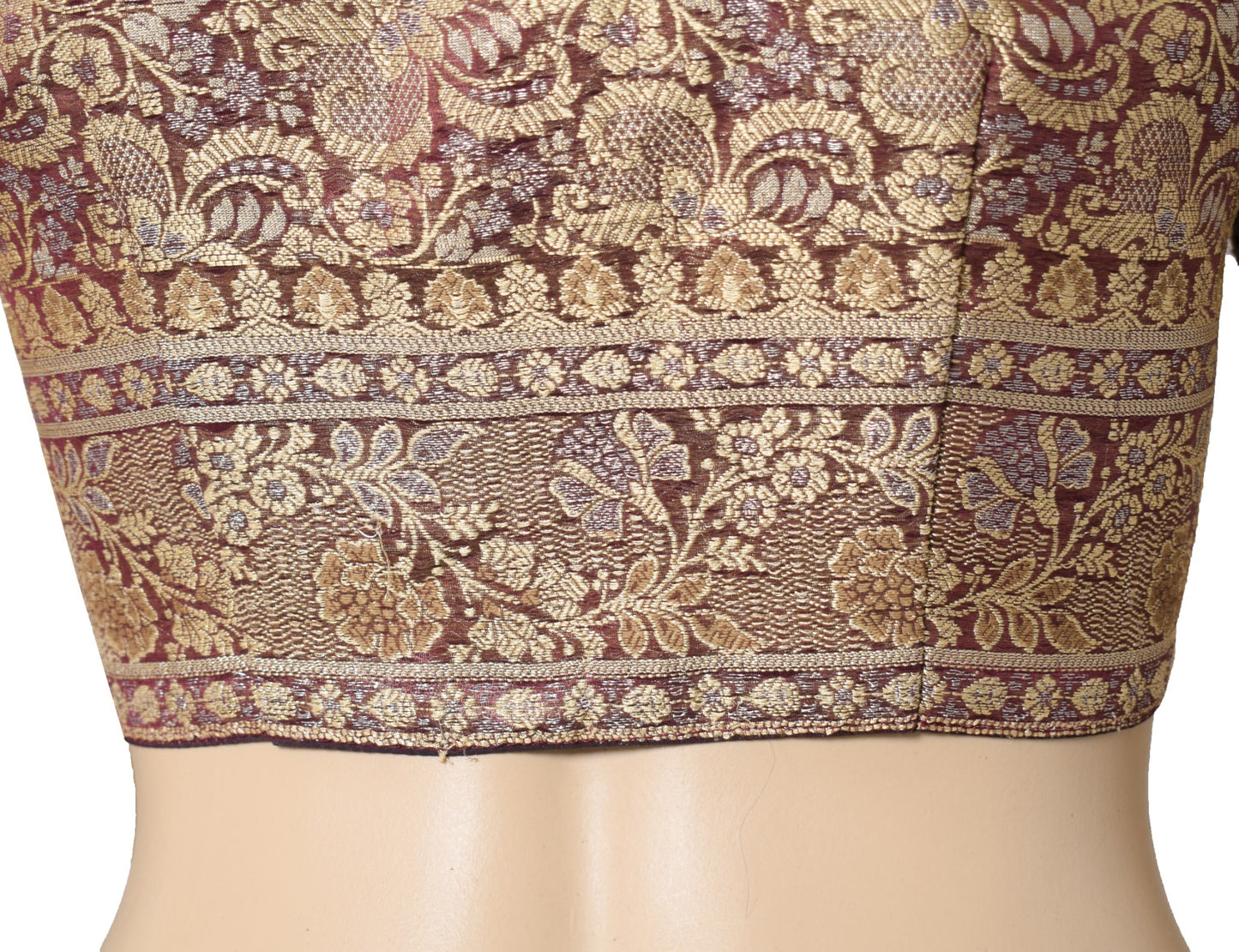 Sushila Vintage Banarasi Sari Blouse Zari Brocade Art Silk Woven Floral Choli36"