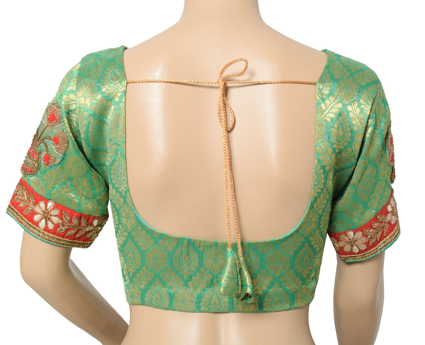 Sushila Vintage Banarasi Brocade Sari Blouse Pure Silk Green Designer Choli 36"