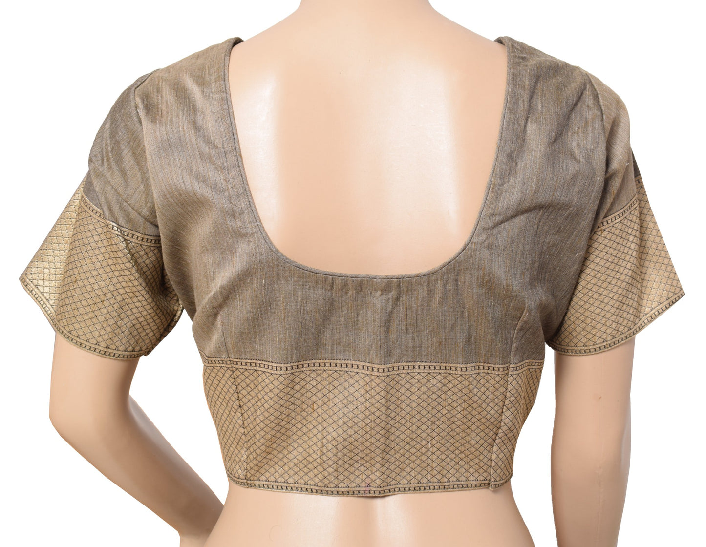 Sushila Vintage Art Cotton Silk Sari Blouse Woven Stitched Designer Choli 40"