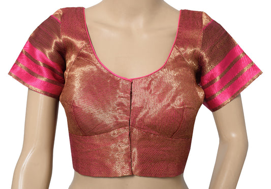 Sushila Vintage Gold Zari Brocade Sari Blouse Pure Silk Stitched Designer Top36"