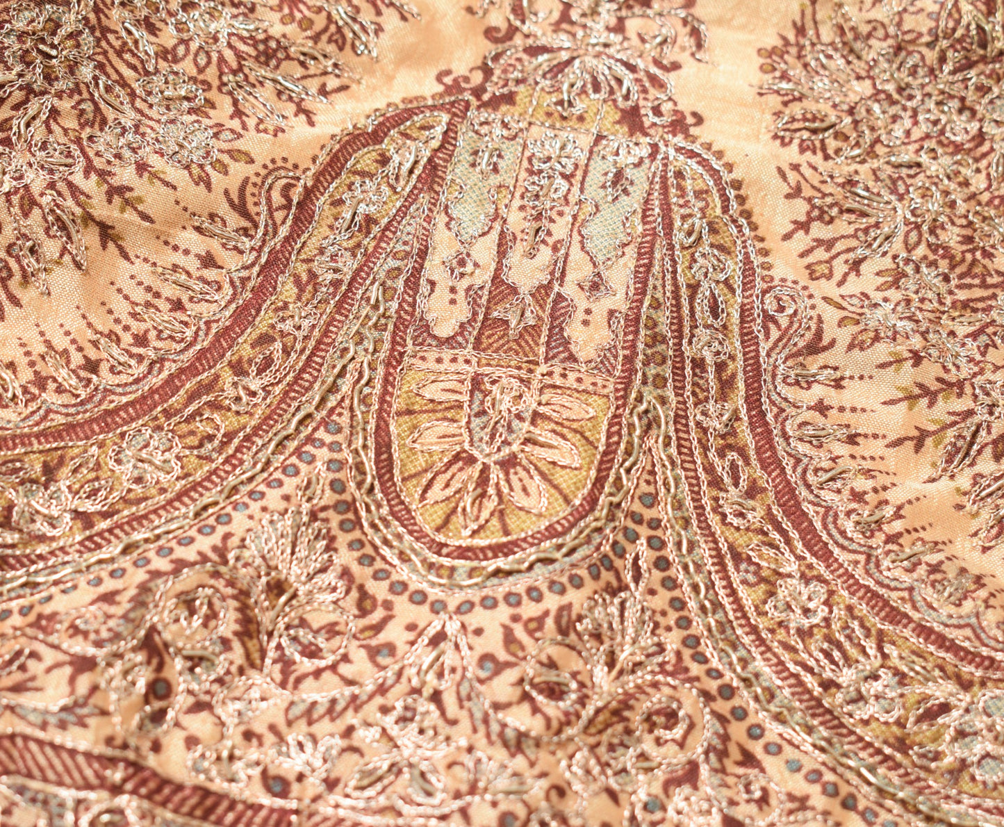 Sushila Vintage Art Silk Stitched Sari Blouse Light Brown Aari Work Choli 36"