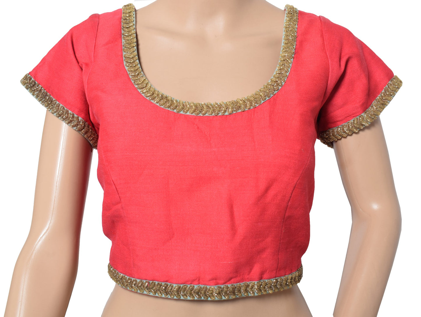 Sushila Vintage Readymade Pink Sari Blouse Silk Glass Beads Embellish Top 36"