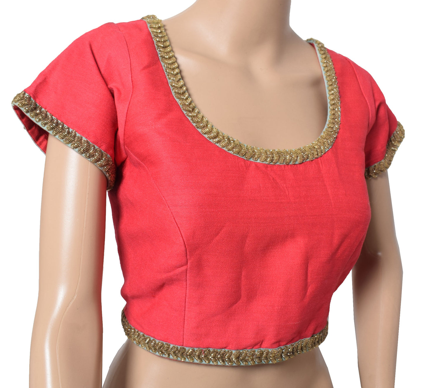 Sushila Vintage Readymade Pink Sari Blouse Silk Glass Beads Embellish Top 36"