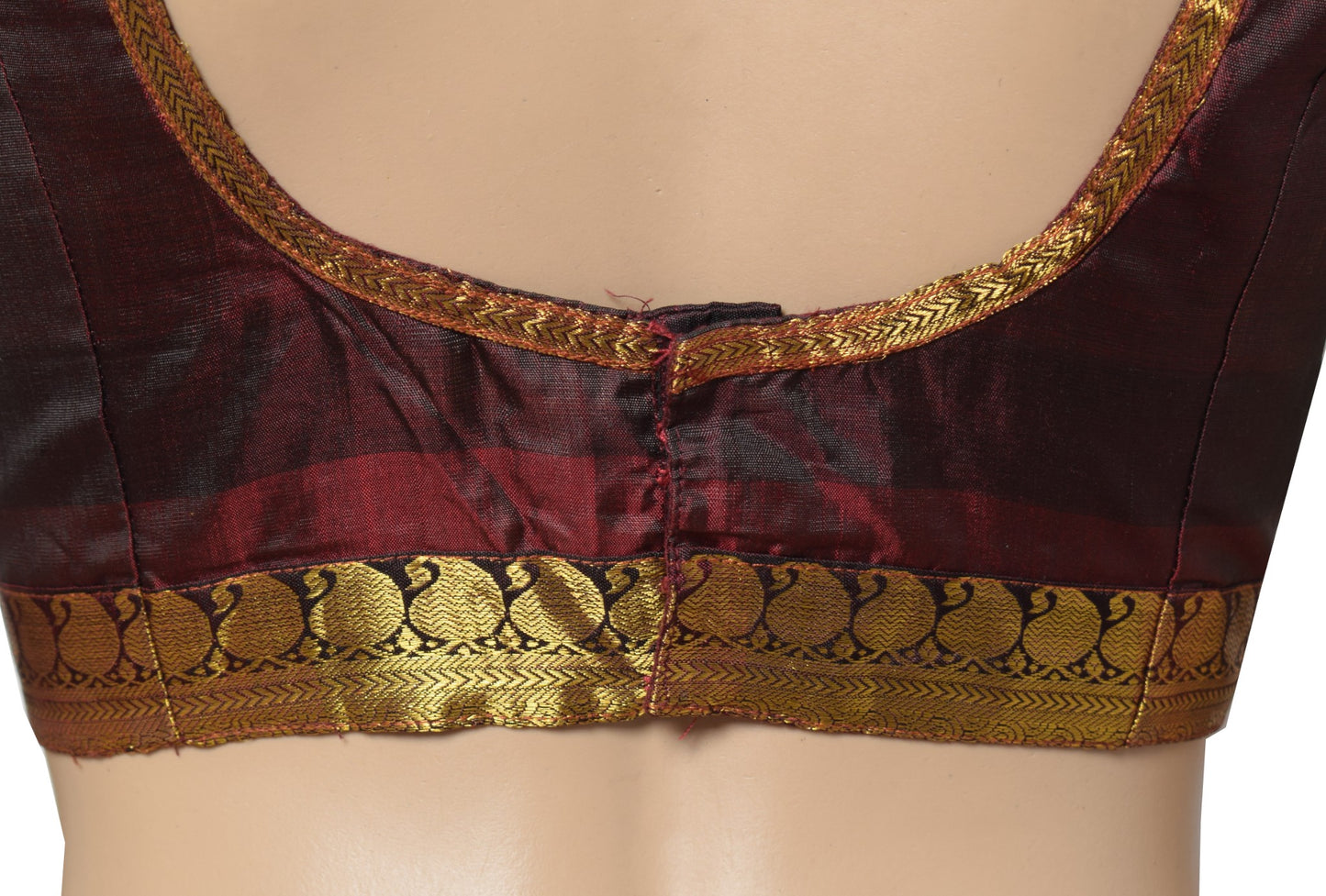 Sushila Vintage Readymade Dual Tone Sari Blouse Pure Silk Woven Designer Top 36"