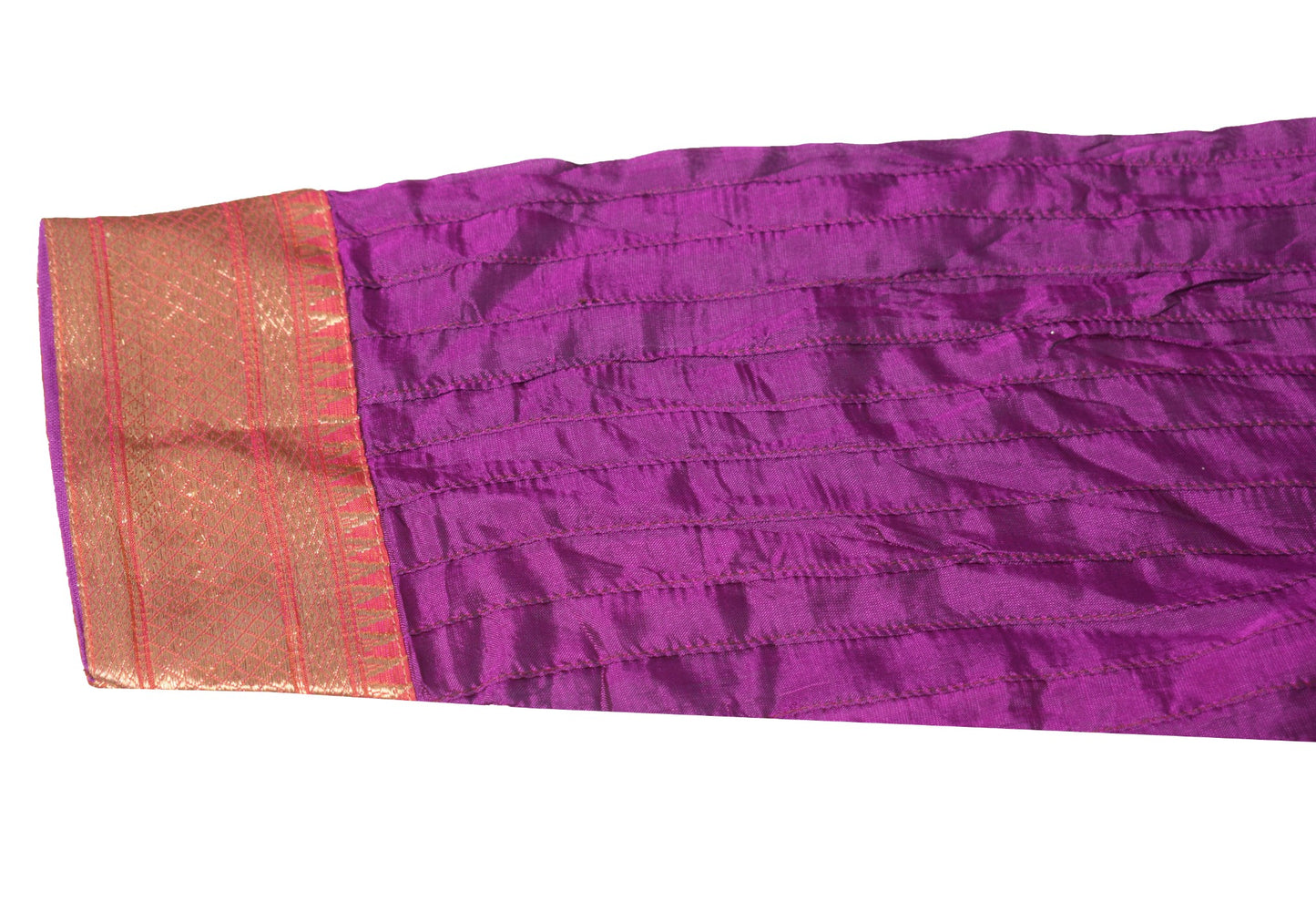 Sushila Vintage Purple Padded Sari Blouse Art Cotton Silk Brocade Stitch Top 44"