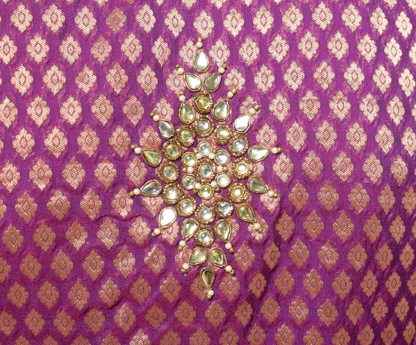 Sushila Vintage Purple Sari Koti Jacket Banarasi Brocade Designer Silk Choli 40"
