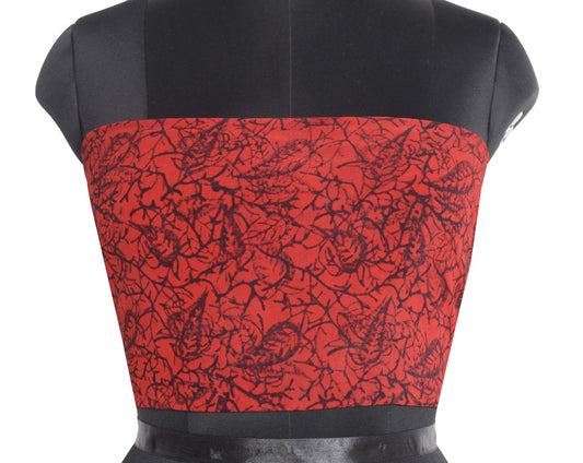 Sushila Vintage Blouse Piece Pure Georgette for Women Remnant Red Top Fabric