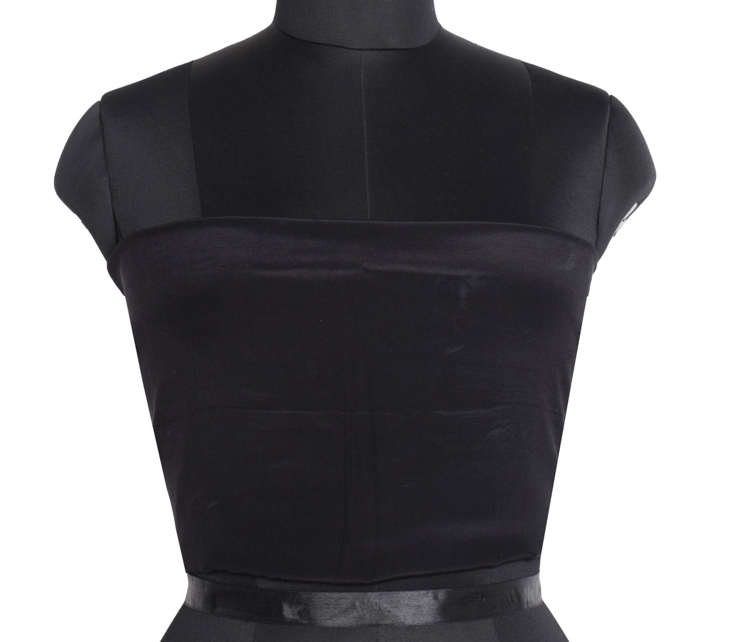 Sushila Vintage Pure Crepe Blouse Piece for Women Remnant Black Choli Top Fabric